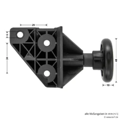 Hörmann EcoStar Rollenhalter Mit Laufrolle, Links -Sonax 1084201 hoermann ecostar rollenhalter mit laufrolle links bemassung