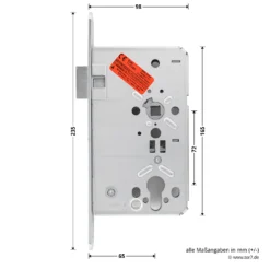 Hörmann Einsteck Rohrprofilschloss 1306 Für Nebentüren, PZ, Rechts -Sonax 3040516 hoermann einsteck rohrprofilschloss 1306 fuer nebentueren pz rechts seitenansicht masse