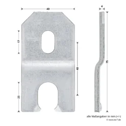 Hörmann Dübellasche Eckzarge, Verdeckte Montage -Sonax 549518 hoermann duebellasche eckzarge verdeckte montage bemassung